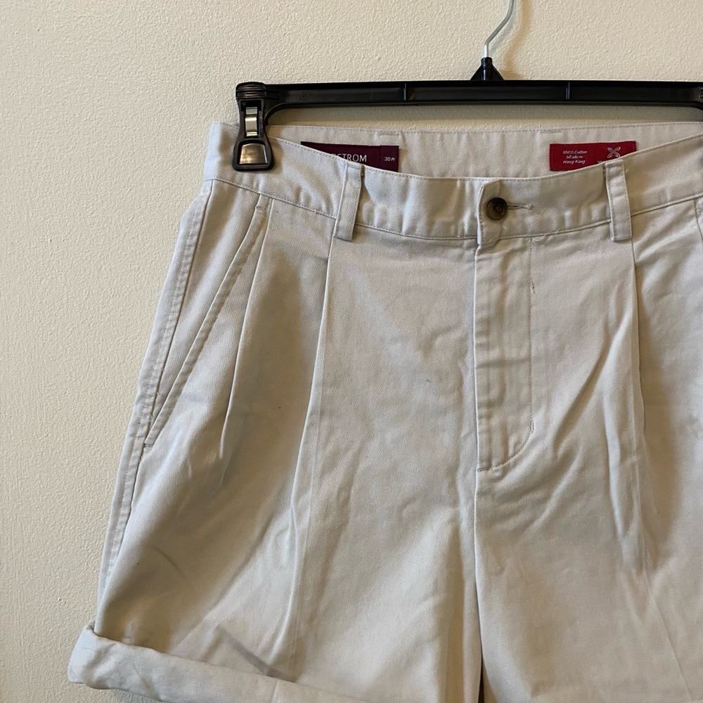 Pleated cream cotton shorts - Nordstrom - 30W